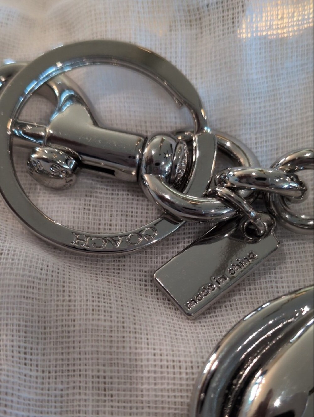 Coach Glitter Cherry Silver HTF Key Charm with Light Gray Sparkle - Picture 4 of 5